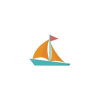 Orange sailboat with a red flag on the top vector