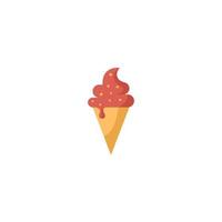 A red ice cream cone with a red glaze on it. vector