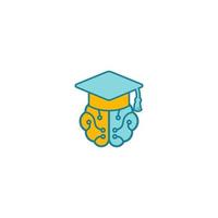 Educational and institutional logo design. bachelor hat combination brain logo. vector