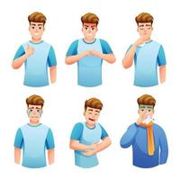 conjunto de hombre en diferente expresiones y situaciones vector ilustración