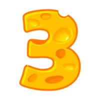 formaggio numero 3. tre font bambini numero. figura 3 png