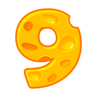 formaggio numero 9. nove font bambini numero. figura 9 png