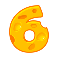 queso número 6. seis fuente niños número. figura 6 6 png