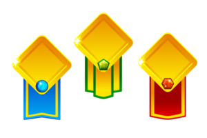 beloningen bonus ui pictogrammen in ruit vorm geven aan. niveau omhoog icon.element voor mobiel spel of web apps. grafisch 2d element voor ui en gui. png