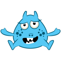 tecknad serie blå monster. halloween illustration av monster. bebis klistermärke png