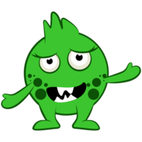 tecknad serie monster. halloween illustration av grön monster. bebis klistermärke png
