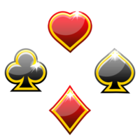 Set of playing card suits isolated on transparent background, Heart, spade, club and diamond png