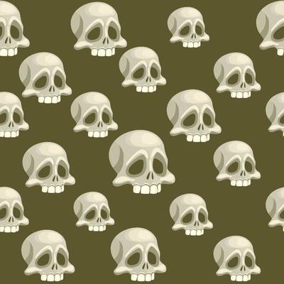 Seamless pattern with Human skull, head of skeleton. Symbol of death or dangerous. Element for halloween holiday