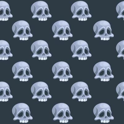 Seamless pattern with Human skull, head of skeleton. Symbol of death or dangerous. Design element for halloween holiday
