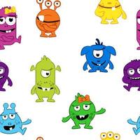 Vectoe seamless pattern of cute cartoon monsters. Baby pattern. vector