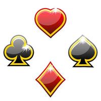 Set of playing card suits isolated on white background, Heart, spade, club and diamond vector