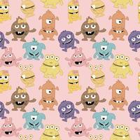 Pink seamless pattern of cute cartoon monsters. Baby pattern. vector
