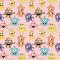 Pink seamless pattern of cute cartoon monsters. Baby pattern. vector