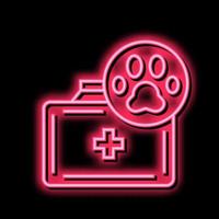 pets first aid kit box neon glow icon illustration vector