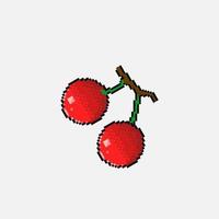 cherry fruit in pixel art style vector