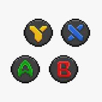 games action button in pixel art style vector