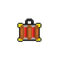 travel suitcase in pixel art style vector