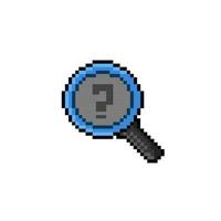 magnifying glass with ridle sign in pixel art style vector