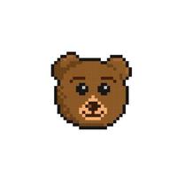 bear head in pixel art style vector