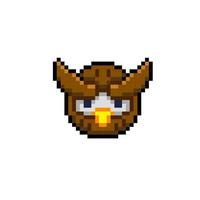 owl head in pixel art style vector