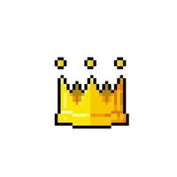 golden crown in pixel art style vector