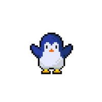 penguin in pixel art style vector