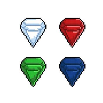 gemstone set with different color in pixel art style vector