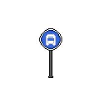 bus stop sign in pixel art style vector