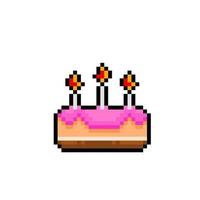 birthday cake in pixel art style vector