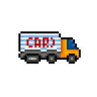 cargo truck in pixel art style vector