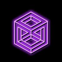 cube impossible geometric shape neon glow icon illustration vector