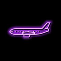 passenger airliner airplane neon glow icon illustration vector