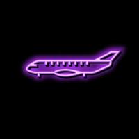 business jet airplane aircraft neon glow icon illustration vector