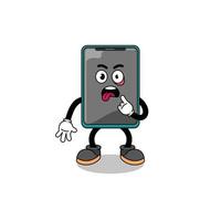 personaje ilustración de teléfono inteligente con lengua pega fuera vector