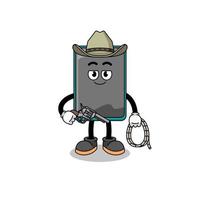 Character mascot of smartphone as a cowboy vector