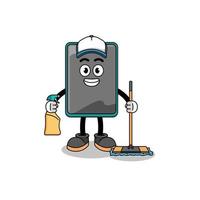 Character mascot of smartphone as a cleaning services vector