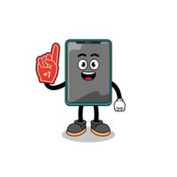 Cartoon mascot of smartphone number 1 fans vector