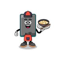 Illustration of smartphone as an asian chef vector