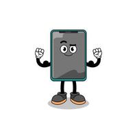 Mascot cartoon of smartphone posing with muscle vector