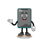 smartphone cartoon with welcome pose vector