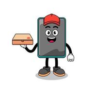 smartphone illustration as a pizza deliveryman vector