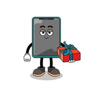 smartphone mascot illustration giving a gift vector