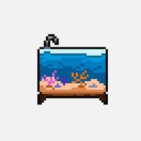 aquarium tank in pixel art style vector