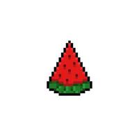 piece of watermelon in pixel art style vector