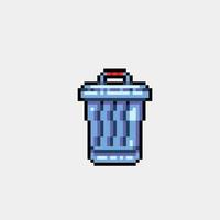 trash can in pixel art style vector