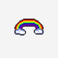 rainbow with cloud in pixel art style vector