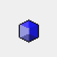 blue cube in pixel art style vector