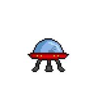 UFO in pixel art style vector