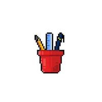 stationery in pixel art style vector