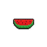 slice of watermelon in pixel art style vector